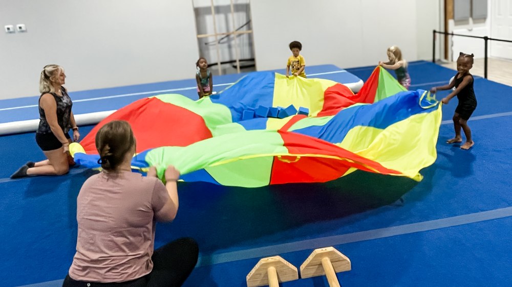 Toddler class with parachute